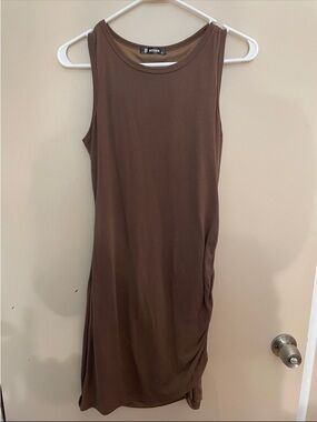Sleeveless Brown Midi Dress